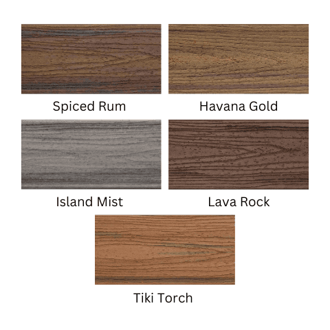 Tropical colors: spiced rum, havana gold, island mist, lava rock, and tiki torch