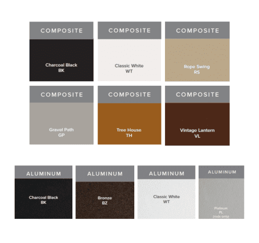 Composite and Aluminum Color Swatches
